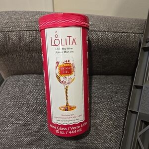 Lolita Birthday Girl Wine Glass - Red and Gold